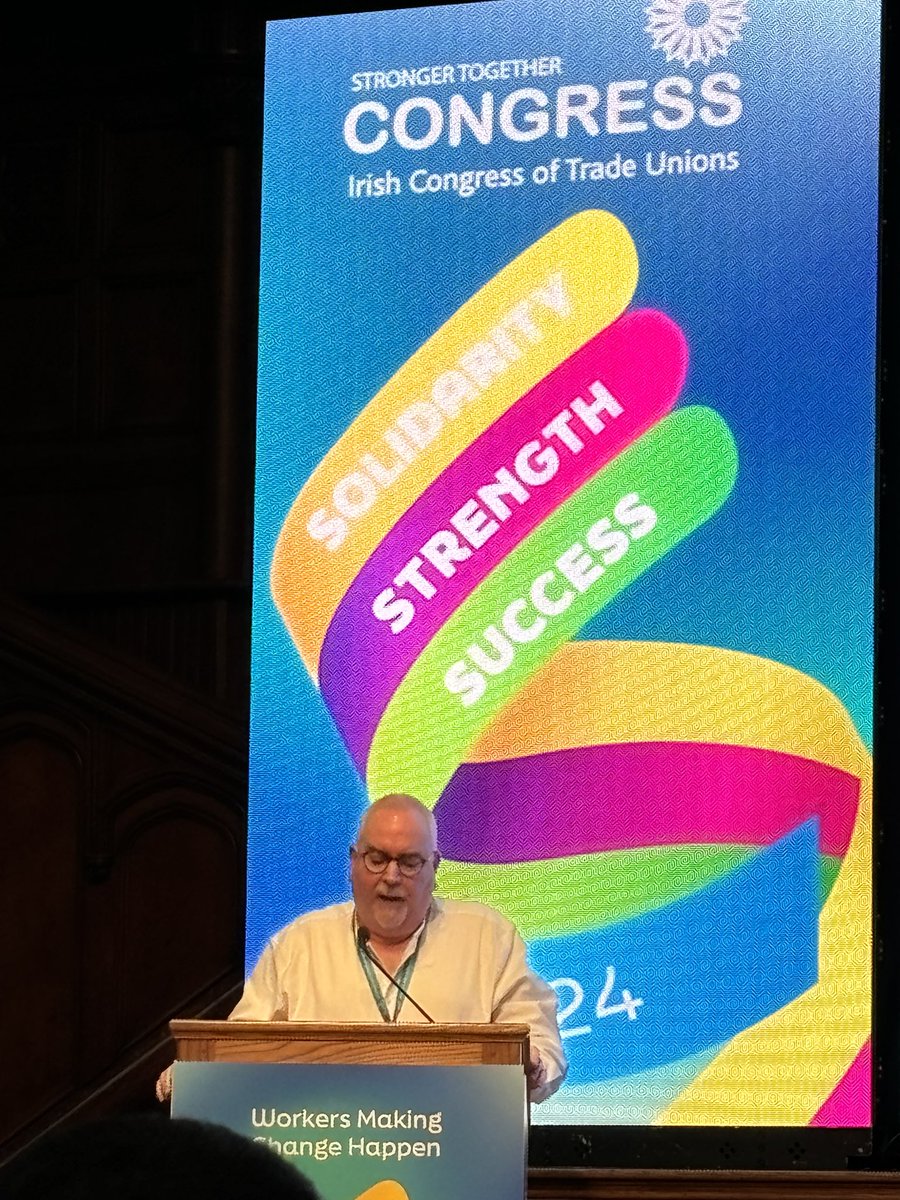 An inspiring start to #BDC24 Chair of <a href="/NIC_ICTU/">NIC ICTU</a>, Paddy Mackel, calling on male delegates to stand up and call out misogyny and sexism to end violence against women and girls.