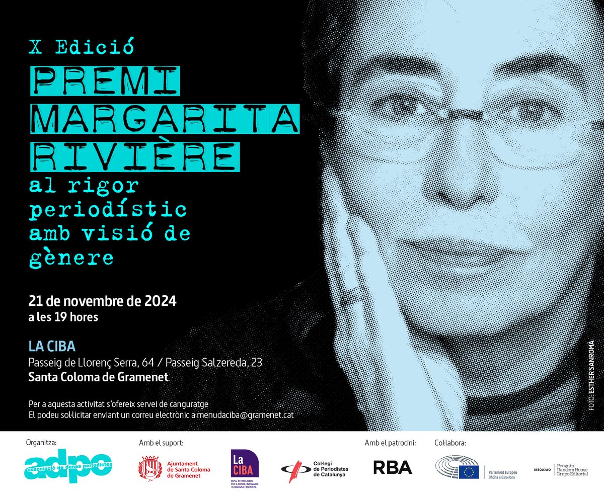 🟣 L’Associació de Dones Periodistes de Catalunya celebra el seu 32è aniversari lliurant els Premis de Comunicació no sexista, en la seva XXXI edició, i el Premi Margarita Rivière, en la seva X edició.

#PremisADPC

🧵