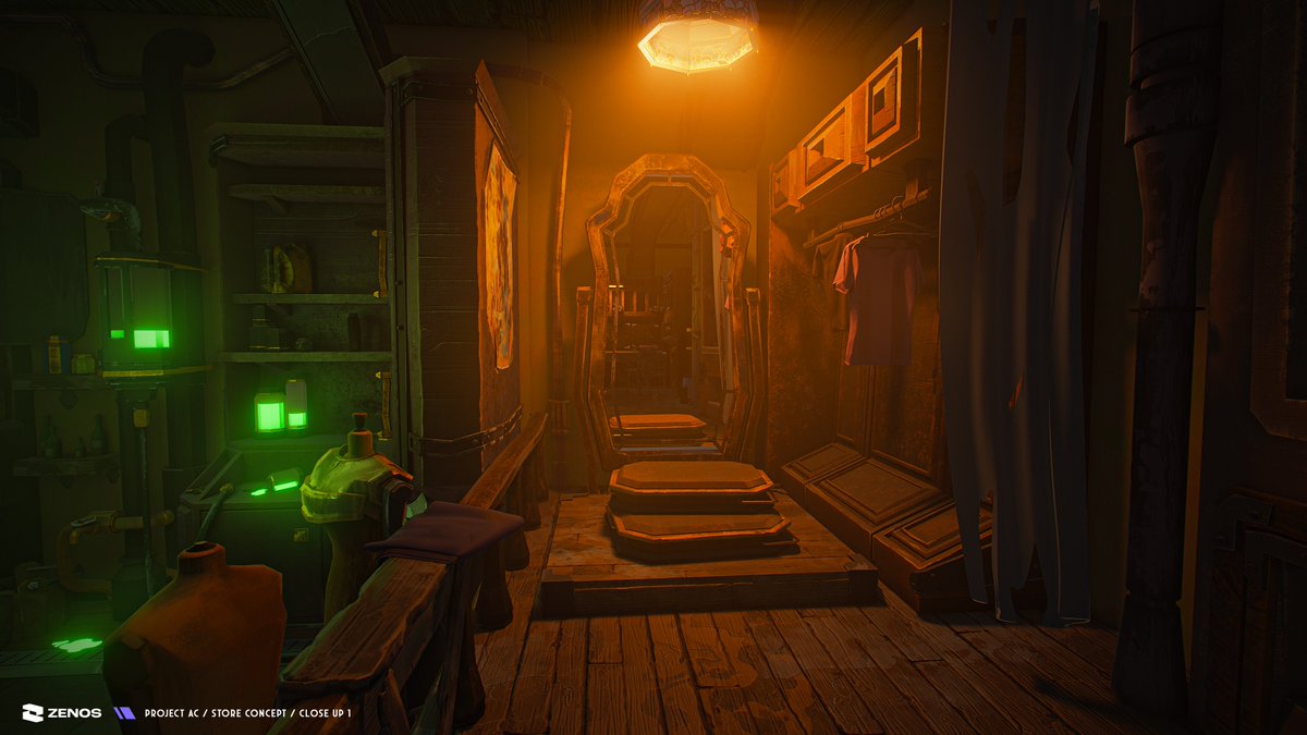 sergioseabra's tweet image. I had the opportunity to design the concepts for an Arcane inspired VR store experience for Zenos.
Check all of it on my Artstation! artstation.com/artwork/RKyWry
#conceptart #conceptdesign #stylized #environmentdesign #esports #VR #propdesign #hardsurface #LOL #Arcane #Stylized