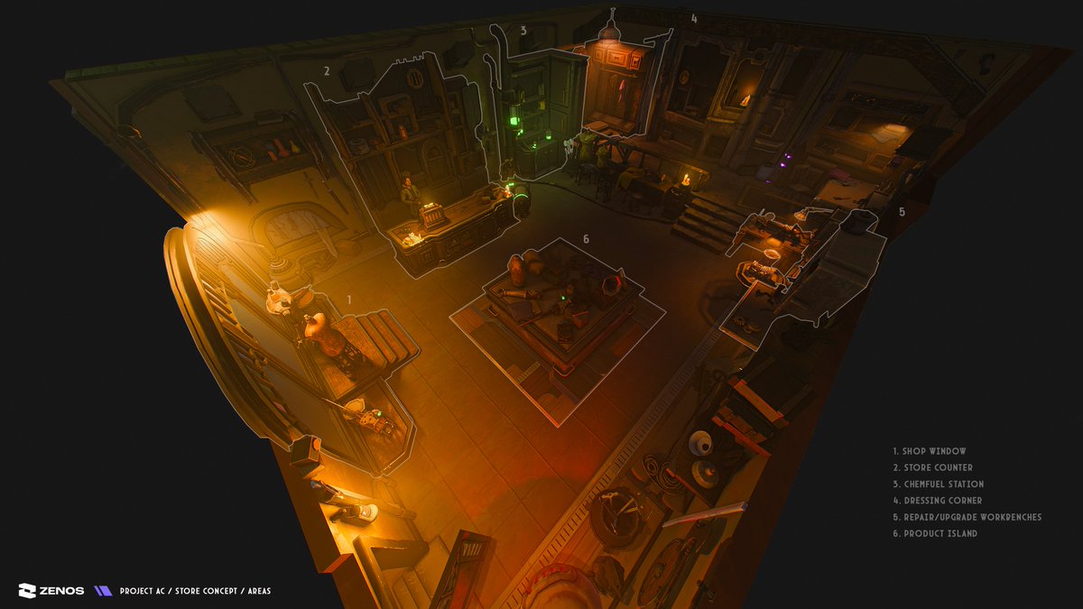 sergioseabra's tweet image. I had the opportunity to design the concepts for an Arcane inspired VR store experience for Zenos.
Check all of it on my Artstation! artstation.com/artwork/RKyWry
#conceptart #conceptdesign #stylized #environmentdesign #esports #VR #propdesign #hardsurface #LOL #Arcane #Stylized