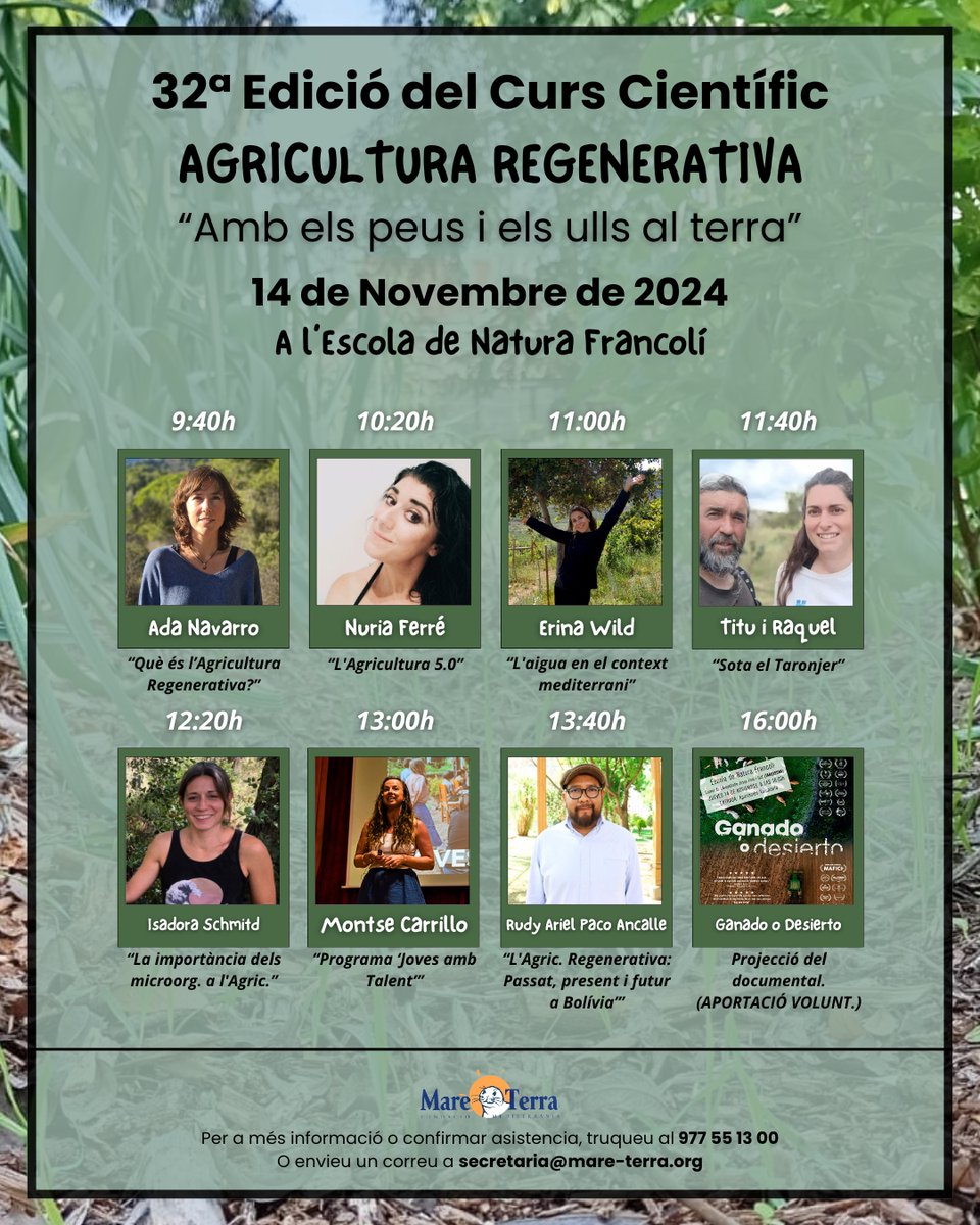 🌱✨ Avui tinc el privilegi de formar part del 32è Curs Científic d'Agricultura Regenerativa "Amb els peus i els ulls a terra" 🌍👣. Després de gairebé dues dècades com alumna, ponent i co-organitzadora, torno per parlar d'Agricultura 5.0. No us ho perdeu!