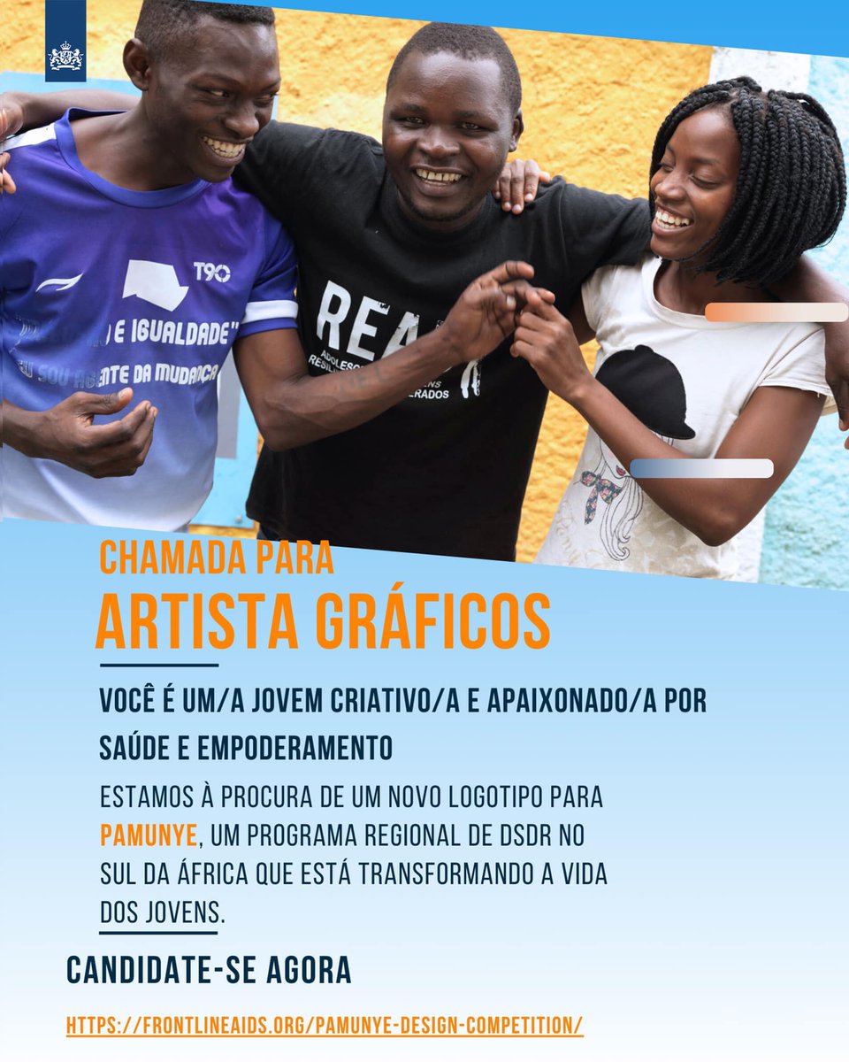 És um jovem criativo e apaixonado pela saúde e pelo empoderamento? 

Estamos à procura de um novo logótipo para Pamunye - um programa regional de SDSR na África Austral que está a transformar a vida dos jovens. 

Candidata-te agora! 👉🏼 frontlineaids.org/pamunye-design…