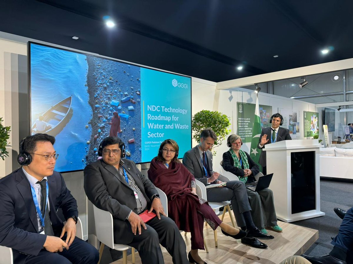 ClimateChangePK's tweet photo. Pakistan’s NDC Technology Roadmap for the Waste and Water Sector to leverage Climate Finance unveiled at Pakistan Pavilion in Baku. #COP29PK #PakAtCOP29 https://t.co/J0Vdk8OTGZ