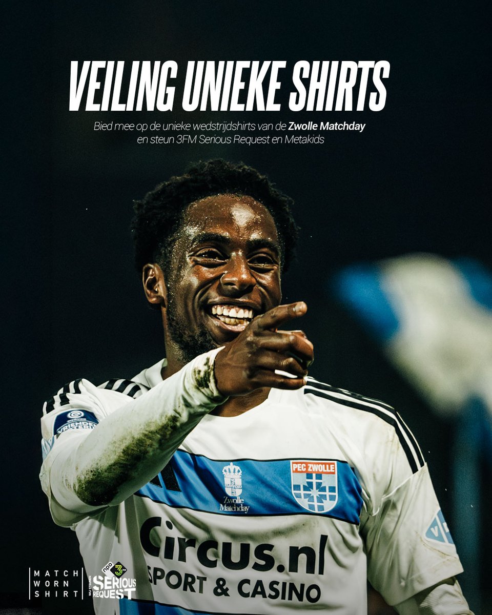 PECZwolle's tweet photo. PEC Zwolle x 3FM Serious Request 💙

🔥 Gesigneerde matchworn shirts
🙏 Opbrengst gaat naar het goede doel: Metakids

🔗 https://t.co/I2yokHeytT

#peczwolle https://t.co/ssaTLgvk4c