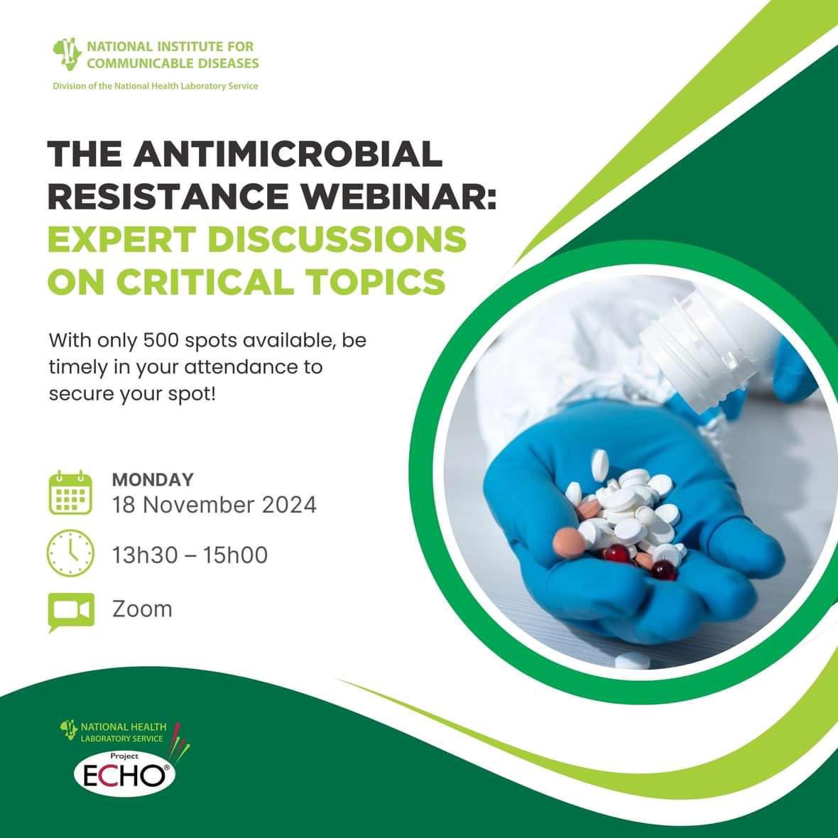 In honour of World Antimicrobial Awareness Week (18 - 24 November), the Centre for Healthcare-Associated Infections, Antimicrobial Resistance, and Mycoses at the NICD is hosting an exclusive session with leading experts in the field.