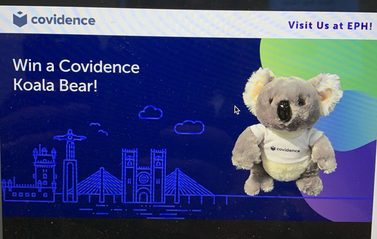 Hi 👋 I am the Covidence Koala stop by booth 9 at #EPH2024 #EPHconference to enter the draw to take me to my forever home #systematicreviews #evidencesynthesis #publichealth