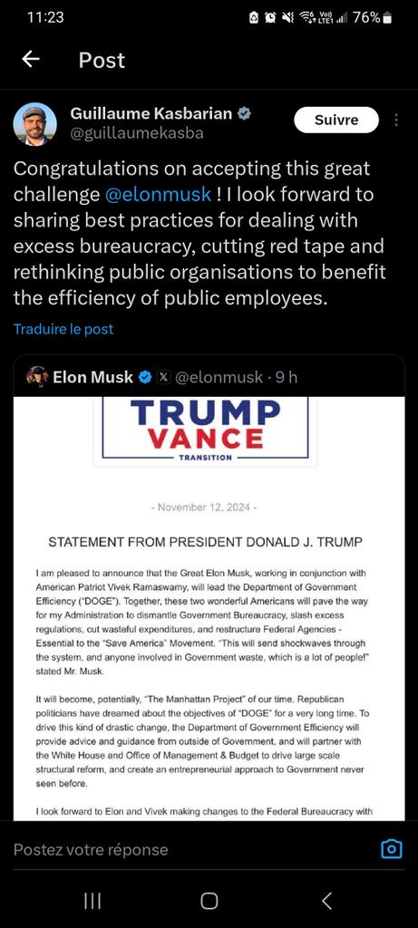 Après le soutien actif du #RN, le gouvernement Barnier entend collaborer avec enthousiasme avec le gouvernement Trump.
L'extrême-droitisation En Marche.