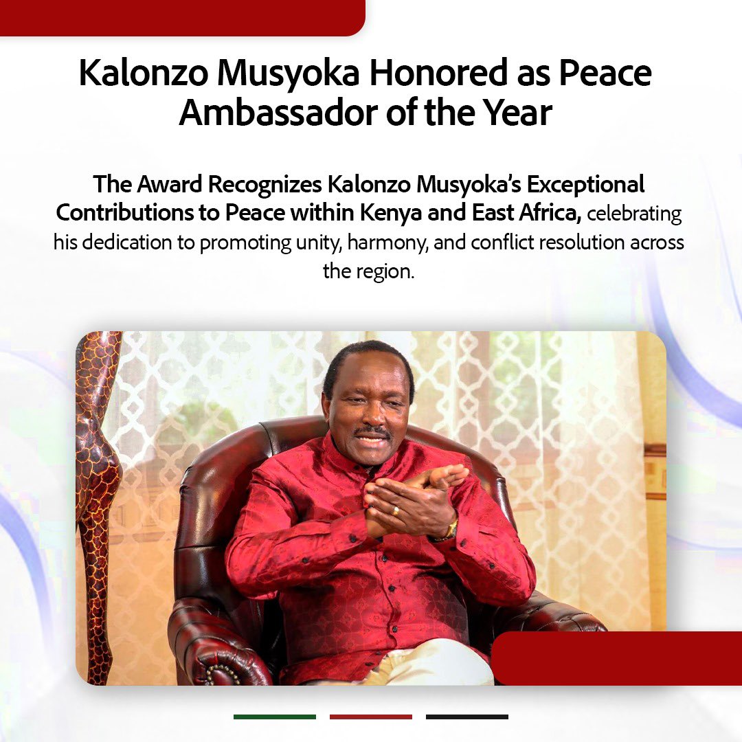 MbulaMutula's tweet photo. Congratulations my party leader @skmusyoka . Your contribution to peace within Kenya and Africa will never go unnoticed. We are proud of you sir. https://t.co/D5EixeQLeZ