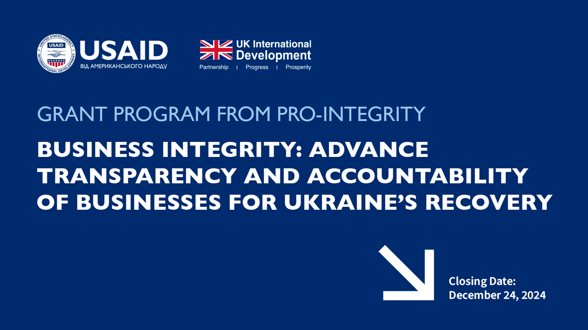 ProIntegrityUA's tweet photo. #ProIntegrity is looking for ideas to promote and disseminate business integrity principles among SMEs, to minimize corruption and create a level playing field for companies involved in the recovery of the state. Learn more about program terms: https://t.co/tQw5sLneK4 #Ukraine https://t.co/fwRw6RW5m0