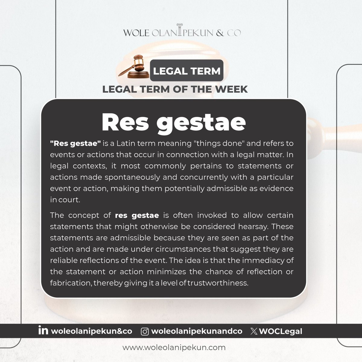 WOCLegal's tweet photo. Legal term of the week.
Res gestae
#legaltermoftheweek
#legalterm
#lawfirm https://t.co/RSZLU4hANK