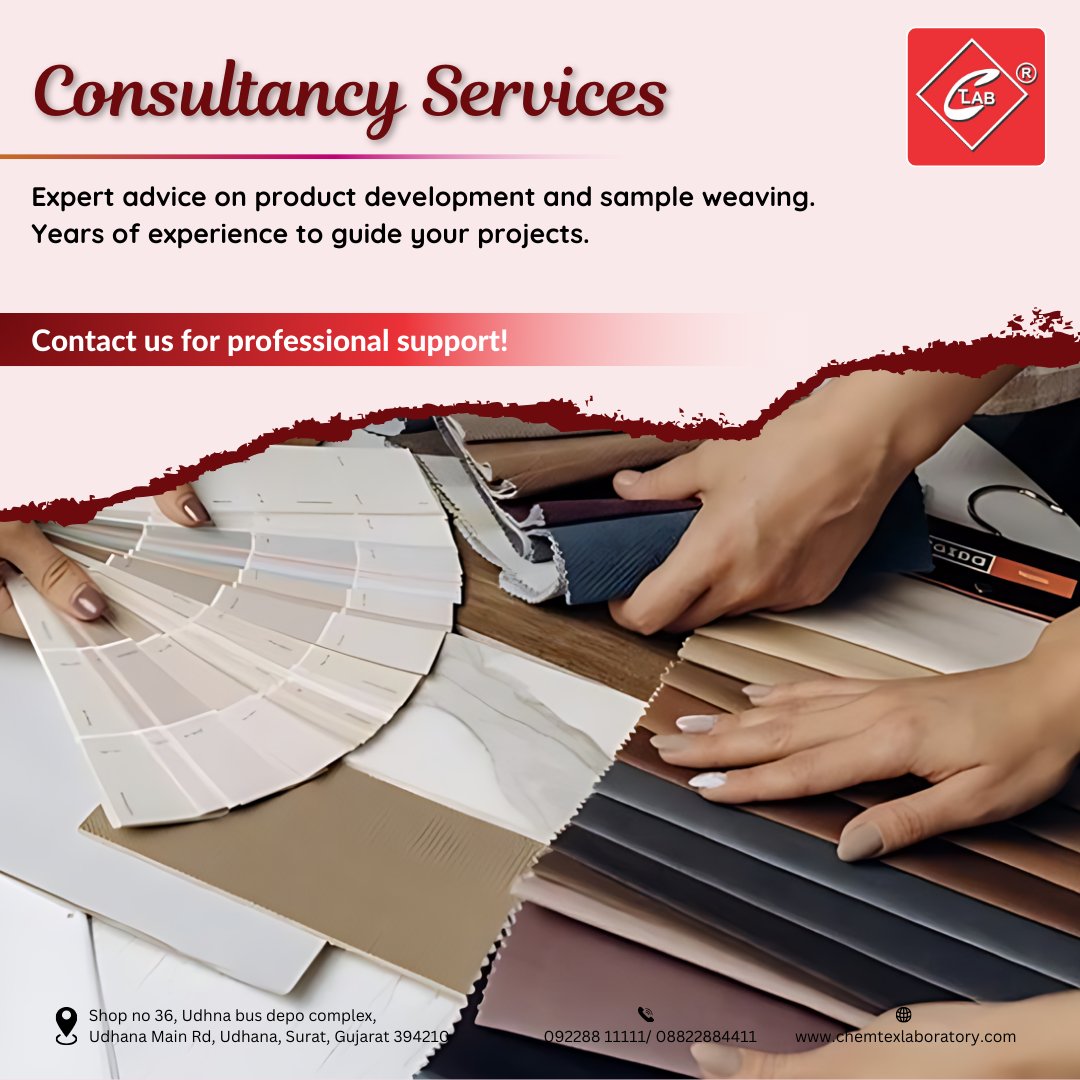 Chemtexlab_1's tweet image. Looking for the Best Fabric Testing  Services, Product Development, and Yarn Solutions? Choose Chem Tex Laboratory.

#ChemTexLaboratory #FabricTesting #ProductDevelopment #YarnDevelopment #QualityAssurance  #TextileConsultancy #BestYarnDevelopmentLab  #Gujarat #i3corporation