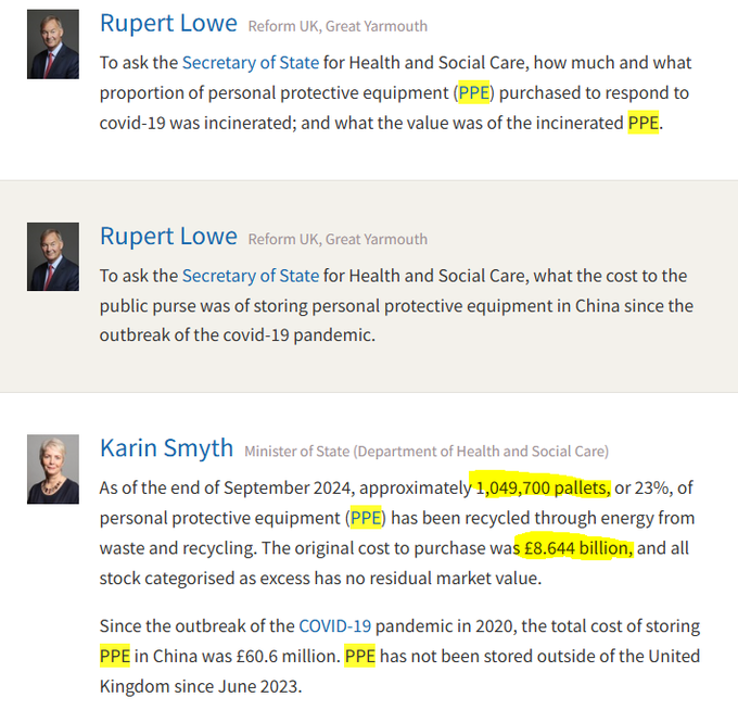🔴TORY PPE SCANDAL: ONGOING

PPE valued at £8 billion+ literally up in smoke 🔥

"Nobody has been held to account for wasting [taxpayers] £8.6bn." - <a href="/premnsikka/">Prem Sikka</a> 

Health ministers just confirmed that *1,049,700 pallets* of useless PPE procured during pandemic have now been