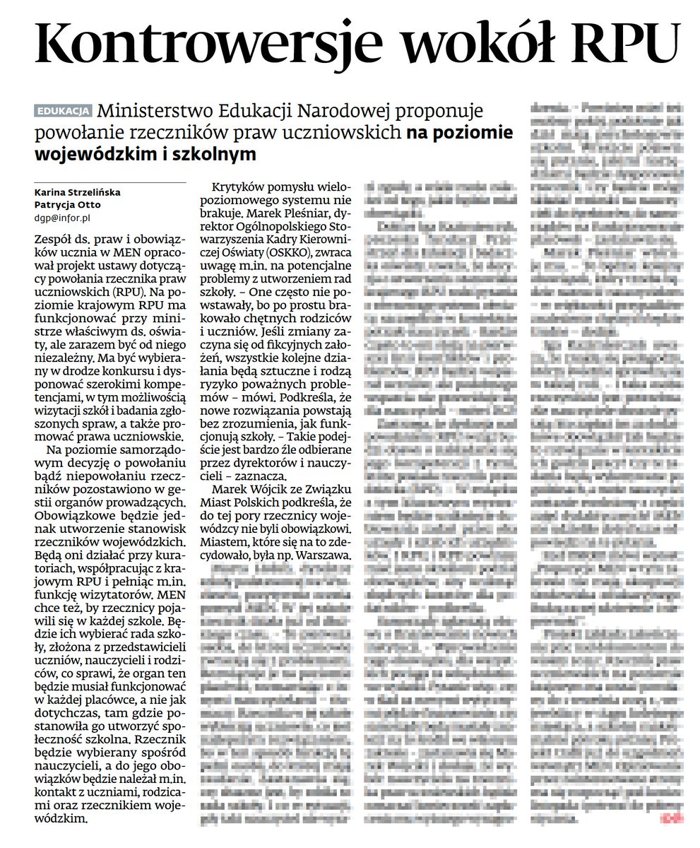 Dziennik Gazeta Prawna (@dgprawna) on Twitter photo ▶️ <a href="/MEN_GOVPL/">Ministerstwo Edukacji Narodowej</a> proponuje powołanie rzeczników praw uczniowskich na poziomie wojewódzkim i szkolnym.
🖋️ <a href="/k_strzelinska/">Karina Strzelińska</a> i P. Otto ▶️ <a href="/MEN_GOVPL/">Ministerstwo Edukacji Narodowej</a> proponuje powołanie rzeczników praw uczniowskich na poziomie wojewódzkim i szkolnym.
🖋️ <a href="/k_strzelinska/">Karina Strzelińska</a> i P. Otto