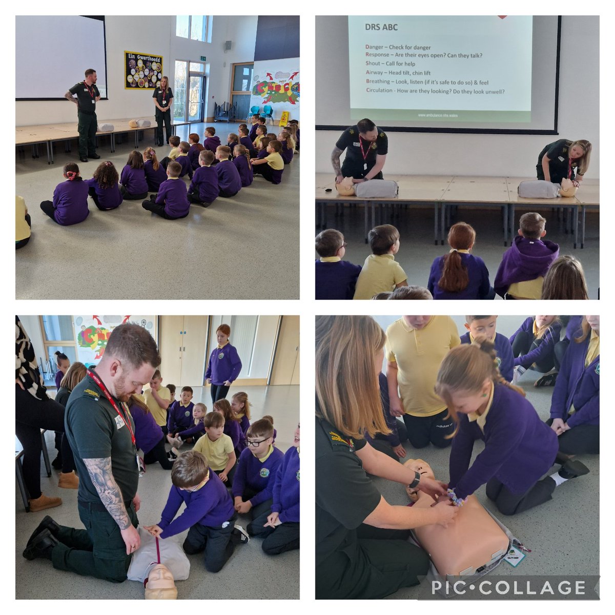 Diolch i @welshAmbPECI am sesiwn sgiliau achub bywyd gyda blwyddyn 4. Thank you Fiona and Ed for the life saving skills this morning.#dinasyddionegwyddorolgwybodus