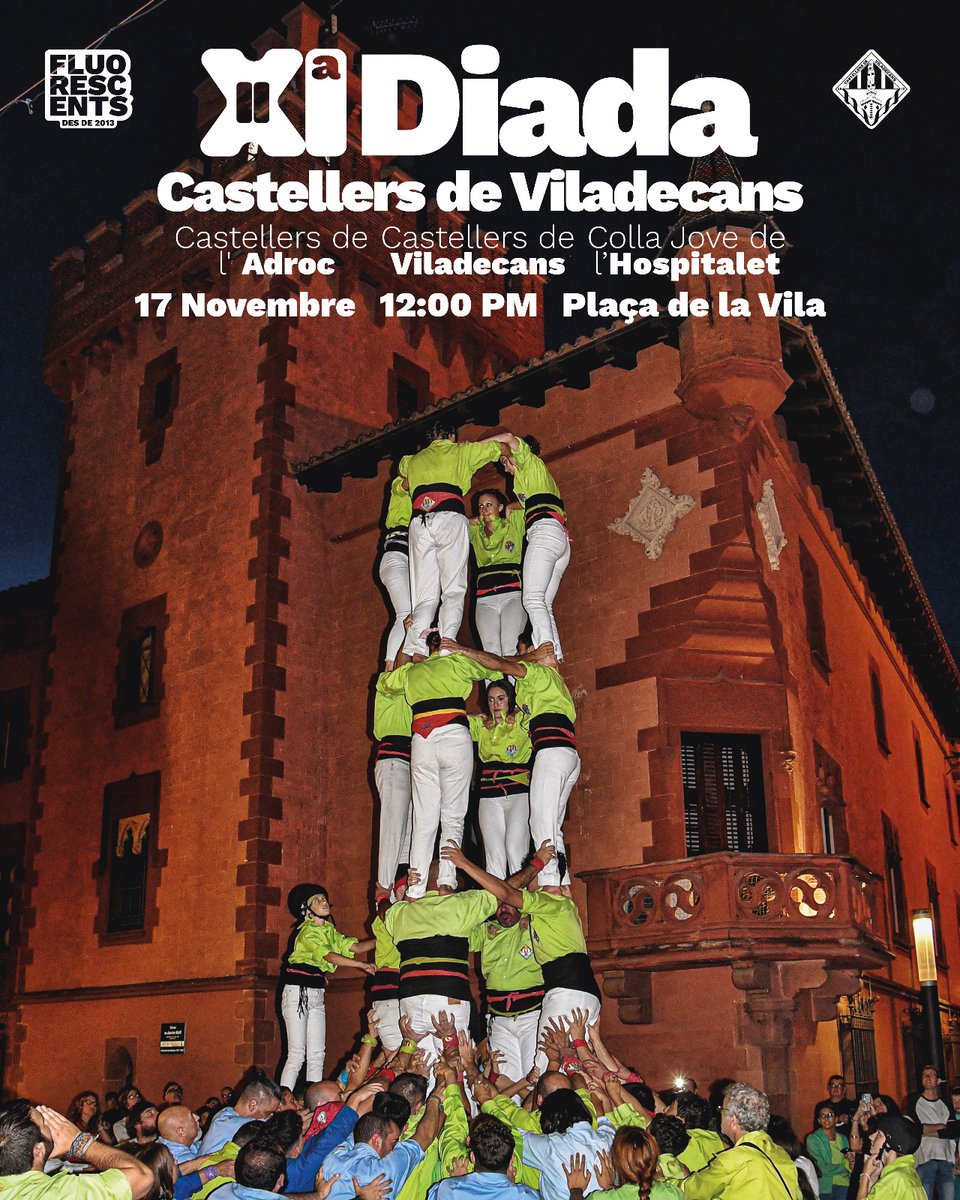 🔥TORNAR A FER HISTÒRIA!🔥
Diumenge 17 de novembre, a les 12h a la Plaça de la Vila de #Viladecans i amb els bons amics de la <a href="/CollaJoveLH/">Colla Jove de l'H</a> i els <a href="/CastellersAdroc/">CastellersAdroc</a>, volem tornar a FER HISTÒRIA!🤩

Vine a viure-ho i a gaudir-ho amb nosaltres! Anem a per totes! Amunt Fluorescents!💚
