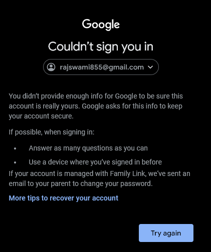 nemarbhati's tweet photo. @Google I did "Try another way" but it just showing me this page. Please help me. I putted my legel documents in the google drive for the safty. I'm afraid I might lose it all. https://t.co/otktLyZLwZ