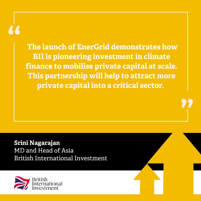 BritishIntInv's tweet photo. We’re happy to announce the launch of Energrid, a ground-breaking platform formed in partnership with IndiGrid and Norfund’s Climate Investment Fund. 

#SustainableEnergy #GreenInfrastructure #IndiaEnergy #BII #EnerGrid #BatteryStorage #DevelopmentFinance #RenewableEnergy