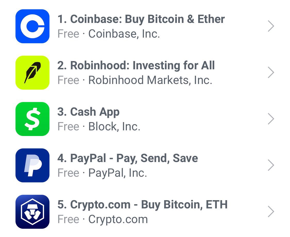 🚨 BREAKING 🚨

COINBASE BECOMES THE NO. 1 
IOS FINANCE APP IN THE U.S. 🇺🇸 

RETAIL IS HERE !! 

BULL MARKET IS BACK BOYZ 🔥
