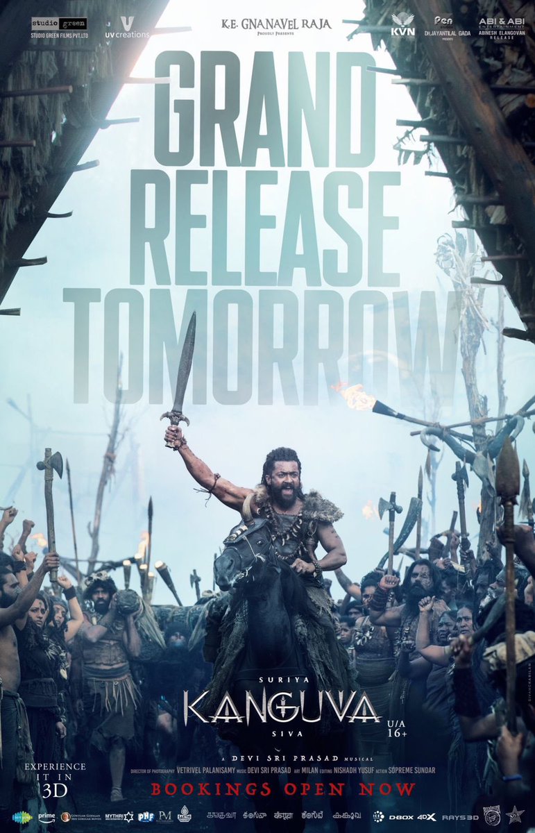 Karthi_Offl's tweet photo. A very passionate team has moved mountains to create this mammoth film called #Kanguva to entertain our beloved audience with great respect to them. My prayers for all their hard work to payoff big time. My heartiest wishes to the ‘anbaana’ fans who are carrying this film in their hearts! May nature bless you all!

glory ✨   

#KanguvaFromTomorrow 🗡️

@Suriya_offl @thedeol @directorsiva @gnanavelraja007 @ThisIsDSP @vetrivisuals #Milan