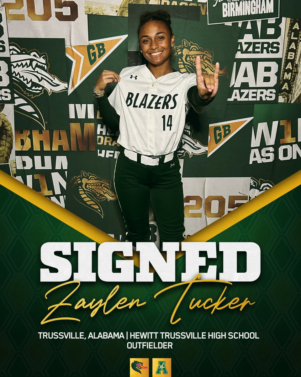 UAB Softball (@uab_sb) on Twitter photo The three-time state champion is staying close to home! Zaylen Tucker is officially a Blazer🐉🤩
𝒲ℯ𝓁𝒸ℴ𝓂ℯ to the Magic City 🐺➡️🐉
🅿️ Outfielder
🏠 Trussville, AL
✍️ <a href="/zaylen_tucker/">Zaylen Tucker</a>
#WinAsOne The three-time state champion is staying close to home! Zaylen Tucker is officially a Blazer🐉🤩
𝒲ℯ𝓁𝒸ℴ𝓂ℯ to the Magic City 🐺➡️🐉
🅿️ Outfielder
🏠 Trussville, AL
✍️ <a href="/zaylen_tucker/">Zaylen Tucker</a>
#WinAsOne