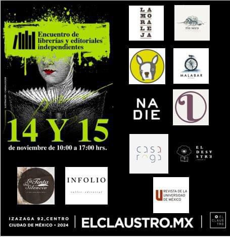 ¡Nos vemos este 14 y 15 de noviembre en el Encuentro de Librerías y Editoriales Independientes de <a href="/U_ElClaustro/">El Claustro</a> ! 📕
Encuentra nuestros títulos perrísimos junto a más proyectos editoriales de 10 a 17 hrs. <a href="/CulturaClaustro/">Difusión Cultural del Claustro</a> 🐾❤️🖤