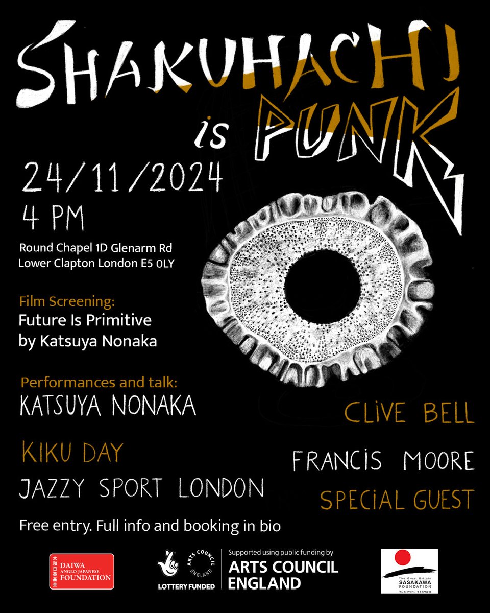 SUN 24 NOV - 4PM
FREE EVENT - BOOKING ESSENTIAL

A one day event celebrating the mysterious and rising culture of the Japanese bamboo flute, Shakuhachi.

TICKETS: eventbrite.com/e/shakuhachi-i…

For more info visit our website:  roundchapel.org