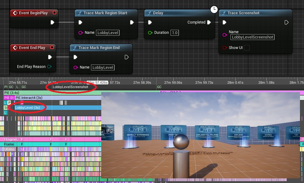 Lots of sexy new features in UE 5.5, but also, look at this!
You can now easily trace a screenshot from BP which gets embedded into the Insights capture with this handy BP node! Pairs well with Regions:
#uetips
