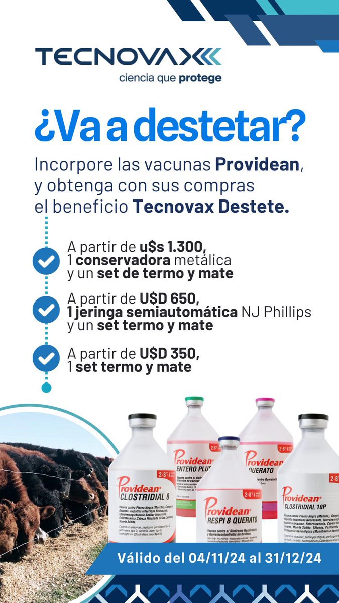 Anticipa la jugada y planifica la sanidad de tus destetes.
Tecnovax, ciencia que protege.