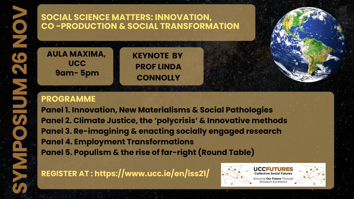 ISS21 (@iss21ucc) on Twitter photo #UCCFutures-Collective Social Futures
Festival of Social Science, Symposium 2024
🗓️26th Nov
⏰ 9.00am - 5.00pm
📍Aula Maxima <a href="/UCC/">UCC Ireland</a>
Register today to attend➡️bit.ly/4fMf3Yk
Please share outwards. #UCCFutures-Collective Social Futures
Festival of Social Science, Symposium 2024
🗓️26th Nov
⏰ 9.00am - 5.00pm
📍Aula Maxima <a href="/UCC/">UCC Ireland</a>
Register today to attend➡️bit.ly/4fMf3Yk
Please share outwards.