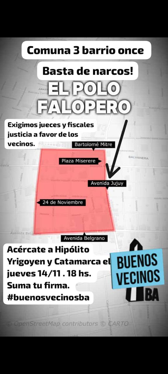 buenosvecinosBA's tweet photo. Once narco: los buenos vecinos vamos a recuperar una zona tomada por tranzas y consumidores. Seguimos juntando firmas para la instalación de cámaras. Reclamamos máximas medidas de prevención y actuación policial firme. Exigimos a jueces y fiscales justicia a favor de los vecinos. https://t.co/8607hFw1h0