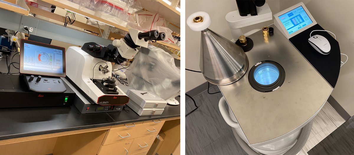 YtImtDynmn's tweet image. Excited to have the UC Enuity Ultramicrotome and AFS2 from @LeicaMicro! Thanks @DnbResearch and @StJudeResearch for the support! 
I’ve never seen the substitution chamber in a completely silver color before. 
#ElectronMicroscopy #NewPI