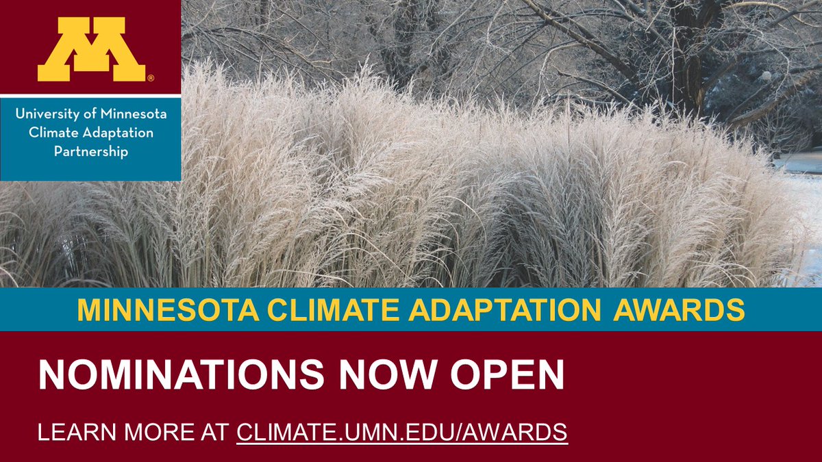 MNagriculture's tweet image. Know someone in Minnesota who is leading the way on #ClimateAdaptation or #ClimateCommunication? Nominate them for a @UMNClimate Adaptation Award by December 2! 

ℹ️ climate.umn.edu/climate-adapta…

#MNAg