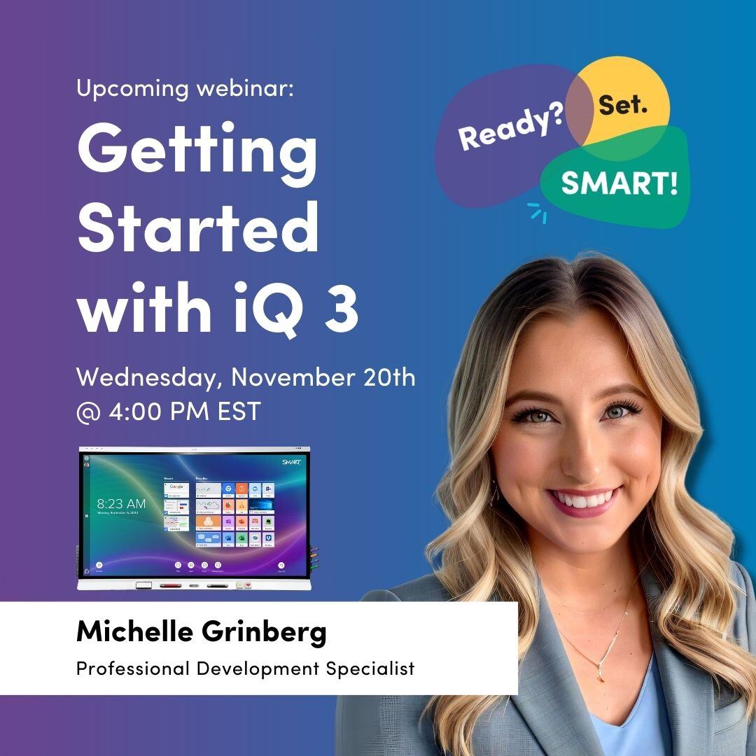 SMART_Tech's tweet image. Discover all the possibilities in iQ 3! Learn the basics of iQ 3 and what tools and activities you can use to elevate student engagement.
📆 Wednesday, November 20th
🕓 4:00 PM EST
Let's make learning dynamic together! Register now: bit.ly/4hxxKRe