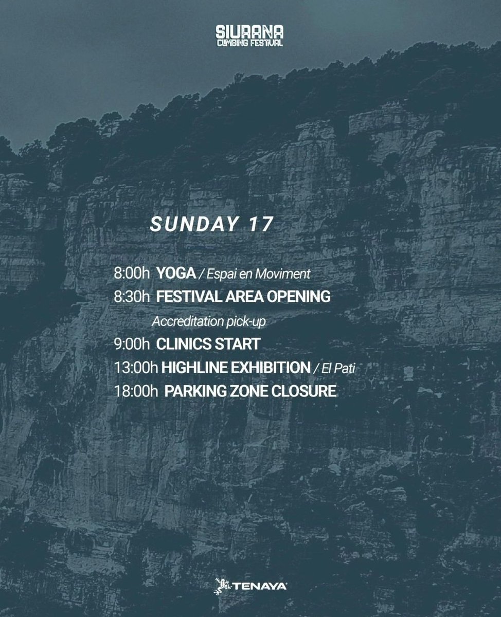 turismesiurana's tweet photo. Una nova edició del Siurana Climbing Festival. Aquest cap de setmana tindreu diverses activitats, presentacions i documentals d'escalada esportiva a #Cornudella de Montsant i #Siurana. https://t.co/DHwrMHnU9y