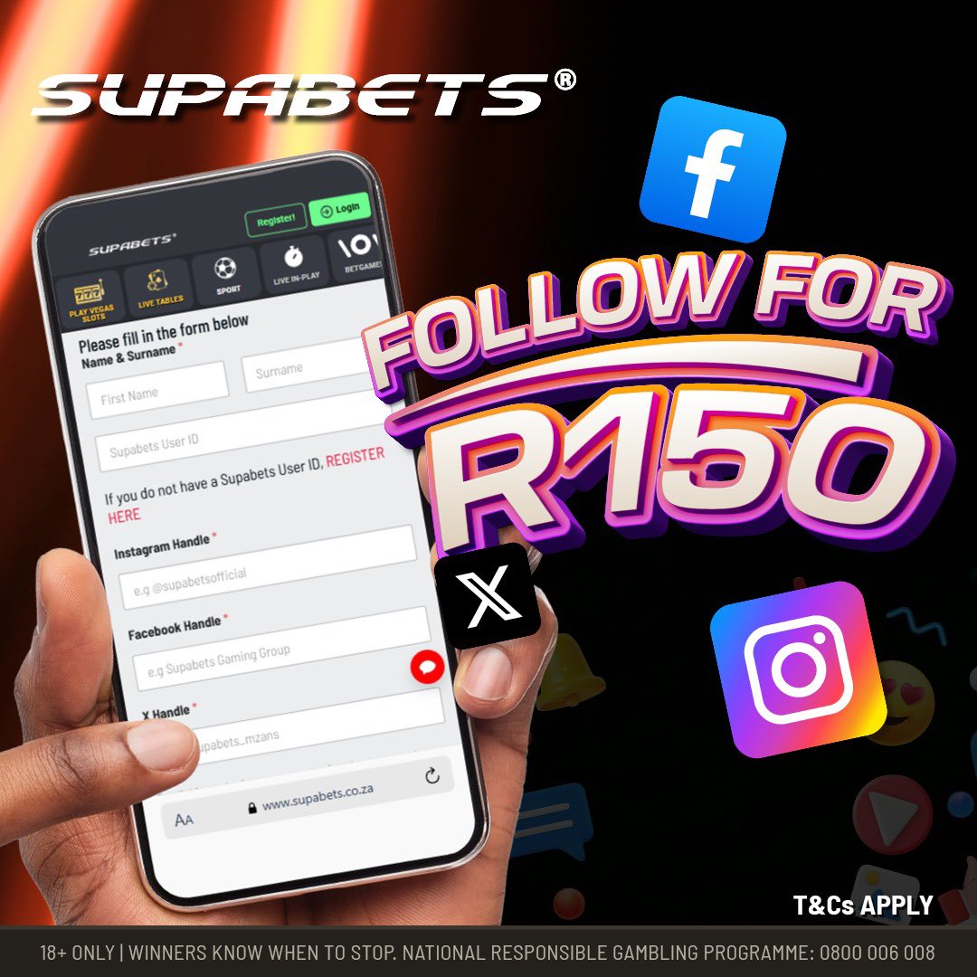 NgwanaMopedi1's tweet photo. Win R150 @Supabets_mzansi when you deposit.. this is a deal you donโt want to miss
๐ https://t.co/3f8JSU5EMqโฆ
#Supabets
#FollowForR150 Supabets https://t.co/3slIaoFyec