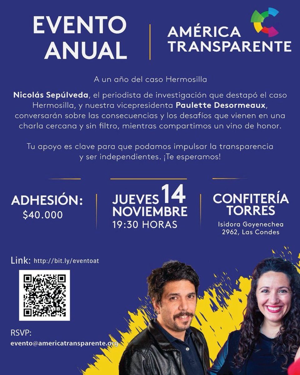 Me han preguntado harto por descuentos para evento Fundación <a href="/a_transparente/">Fundación América Transparente</a> . Para estudiantes (cupos limitados) , dejo link acá. 
bit.ly/eventoat