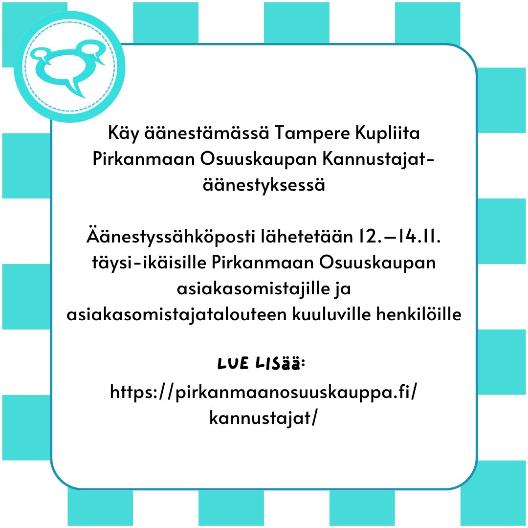 Olemme ehdolla Pirkanmaan Osuuskaupan Kannustajat -äänestyksessä!
Tampere Kuplii on Suomen suurin, täysin ilmainen hyvän fiiliksen sarjakuvafestivaali. Äänestämällä meitä tuet sitä, että Kuplii voi jatkossakin pysyä ilmaisena kaikkien sarjakuvajuhlana. 💛
#kannustajat
