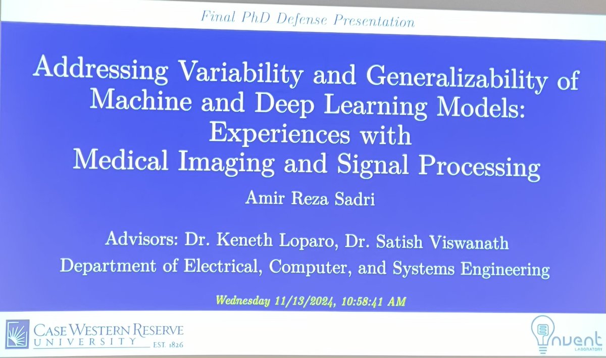 Satish E. Viswanath (@satishev) on Twitter photo Congrats to #INVentLab's newest PhD graduate Dr <a href="/AmirRSadri/">Amir Reza Sadri</a> on a tour-de-force defense of his #PhD research developing techniques to address variability and #generalizability of #AI, #radiomics, and #DeepLearning models for #medicalimaging and signal data Congrats to #INVentLab's newest PhD graduate Dr <a href="/AmirRSadri/">Amir Reza Sadri</a> on a tour-de-force defense of his #PhD research developing techniques to address variability and #generalizability of #AI, #radiomics, and #DeepLearning models for #medicalimaging and signal data