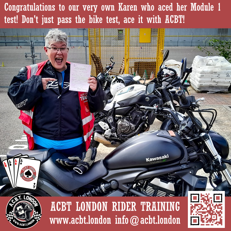 AcbtLondon's tweet photo. Well done to our team member Karen who aced her Module 1 test!
.
Don't just pass the #biketest ... Ace it with ACBT! ♠
.
🌏 https://t.co/kfvgeT9Zrc ☎️ 0208 331 1103
.
If you contact us to make bookings you may very well speak with Karen. If you do, say well done!
#motorbike #motorcycle #bikerlife #newbiker #londonbiker #DAS #learntorideamotorbike #motorbikeschool #motorcycleinstructor #motorcycleschool #whatareyouwaitingfor #trainingbike #motorbikelessons #blackheath #greenwich #kidbrooke #charlton #southeastlondon #motorbiketest #biketest #bigbikelicence #alicence #motorbikelicence #fulllicence #acbtlondon #happybiker #directaccess #passfirsttime #kawasakivulcan