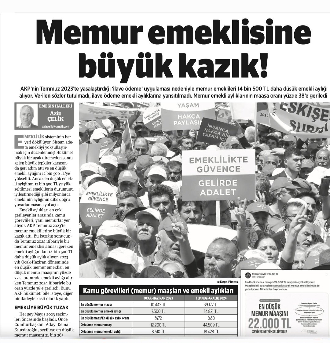 YilmazsenT's tweet photo. @cemkucuk55 #AdaletinYüzyılı dediniz
30-35 yıl çalışan
#EmekliMemur 
yıllarca tabi olduğu yasaları yok sayılarak,
bir ek maddeyle tek seferde maaşı açlık seviyesine indirildi,
sefalete itildi üstüne 
#Emekliyılı dediniz..
Onsekiz aydır 👇
#MemurEmeklisineAdalet https://t.co/JVxRGhxgMk