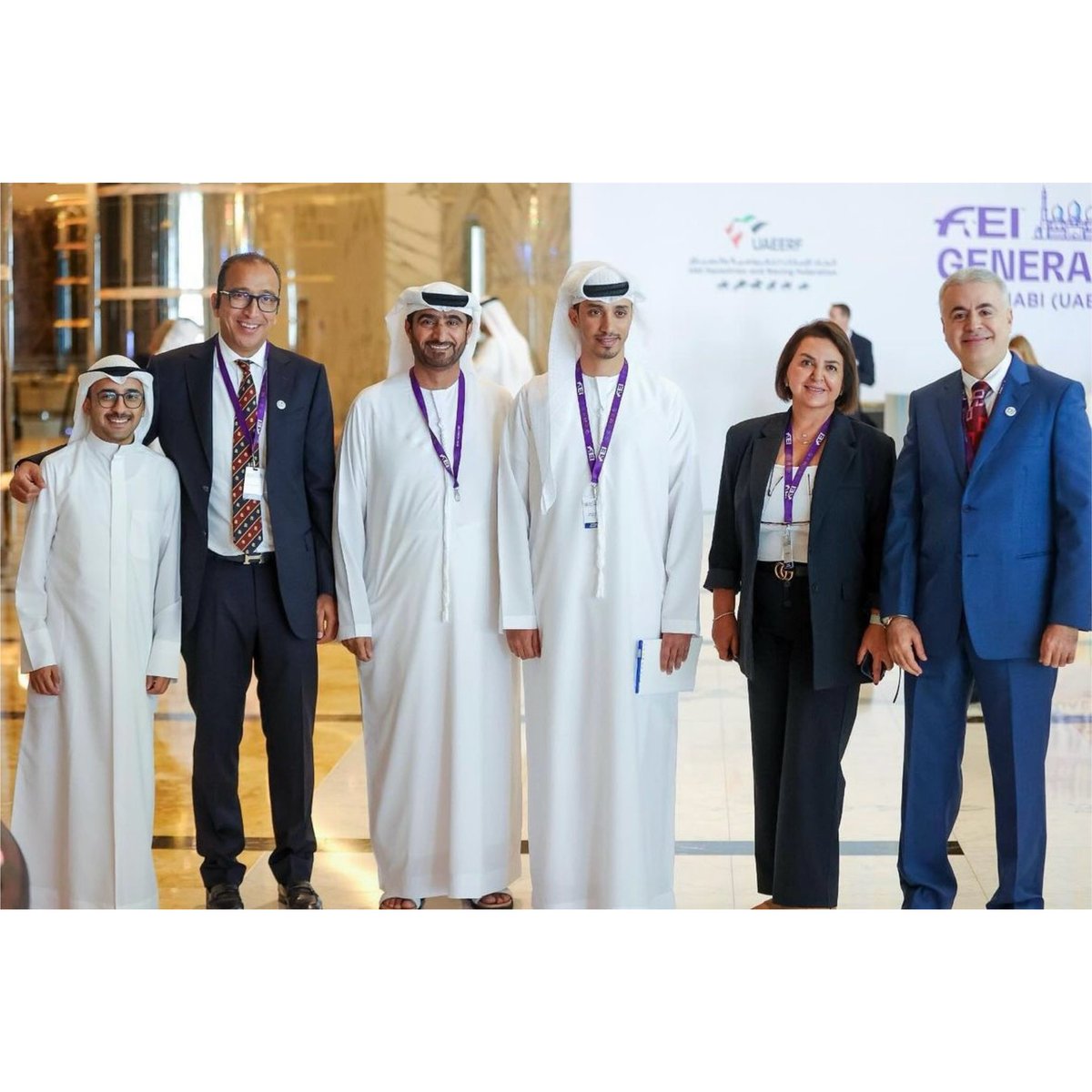 شارك وفد الاتحاد الكويتي للفروسية برئاسة أمين سر الاتحاد، السيدة نبيله عبد الله العلي، والمدير الفني للاتحاد وعضو الاتحاد الآسيوي للفروسية السيد وليد خلف الجاسم في الجمعية العمومية للاتحاد الدولي للفروسية في دولة الإمارات العربية المتحدة الشقيقة.