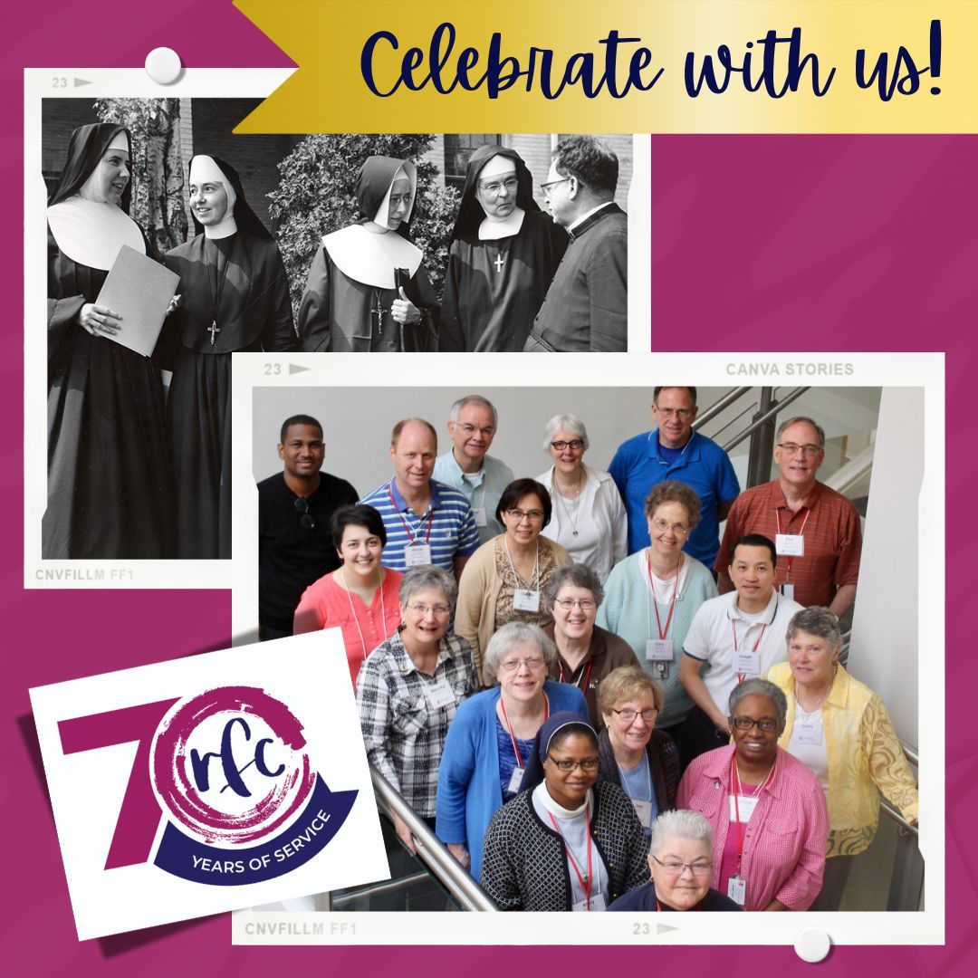 Join us tonight at 6 pm Central for a virtual celebration of 70 years of RFC! Our evening will include prayer and conversation, with input by Sister Nicole Trahan, FMI, and Brother Patrick Sean Moffett, CFC. Register: buff.ly/4eigcWF