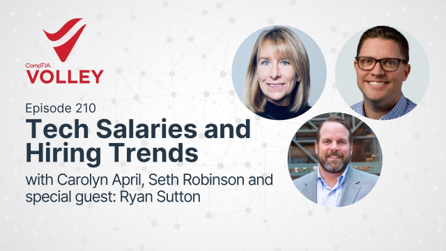 ryanmsutton_RHI's tweet photo. Tune in to this @CompTIA Volley podcast ep. featuring @RobertHalf’s executive director, Ryan Sutton, for insights on the tech job landscape, high-paying skills, salary trends, remote vs onsite pay, and more! Listen now: https://t.co/C3lxhyzNDh https://t.co/64DrQlrcqY