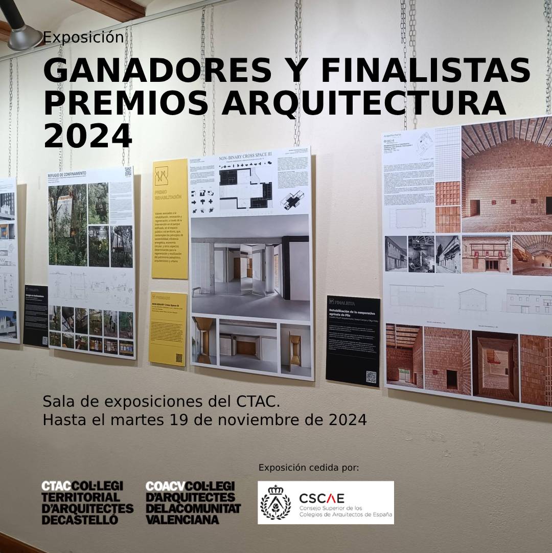Todavía puedes visitar la exposición de los Premios Arquitectura 2024 del <a href="/CSCAE/">CSCAE</a>  en la sala de exposiciones del CTAC hasta el martes 19 de noviembre ov.ctac.es/r/187