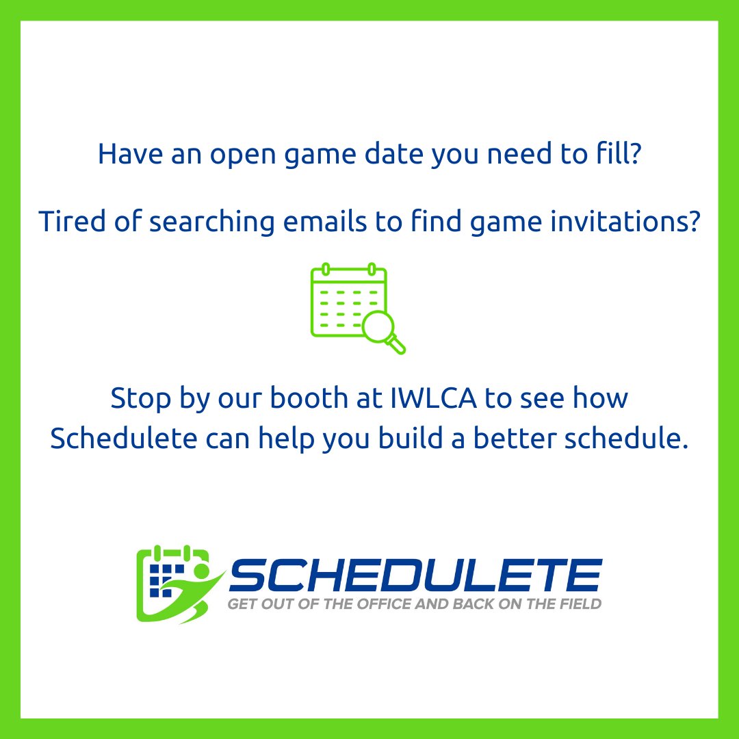 myschedulete's tweet photo. Now available to @IWLCA coaches!  
Stop by our booth next week to learn more!!    

#scheduling, #sportsscheduling, #iwlca https://t.co/4hr6HeS4tn