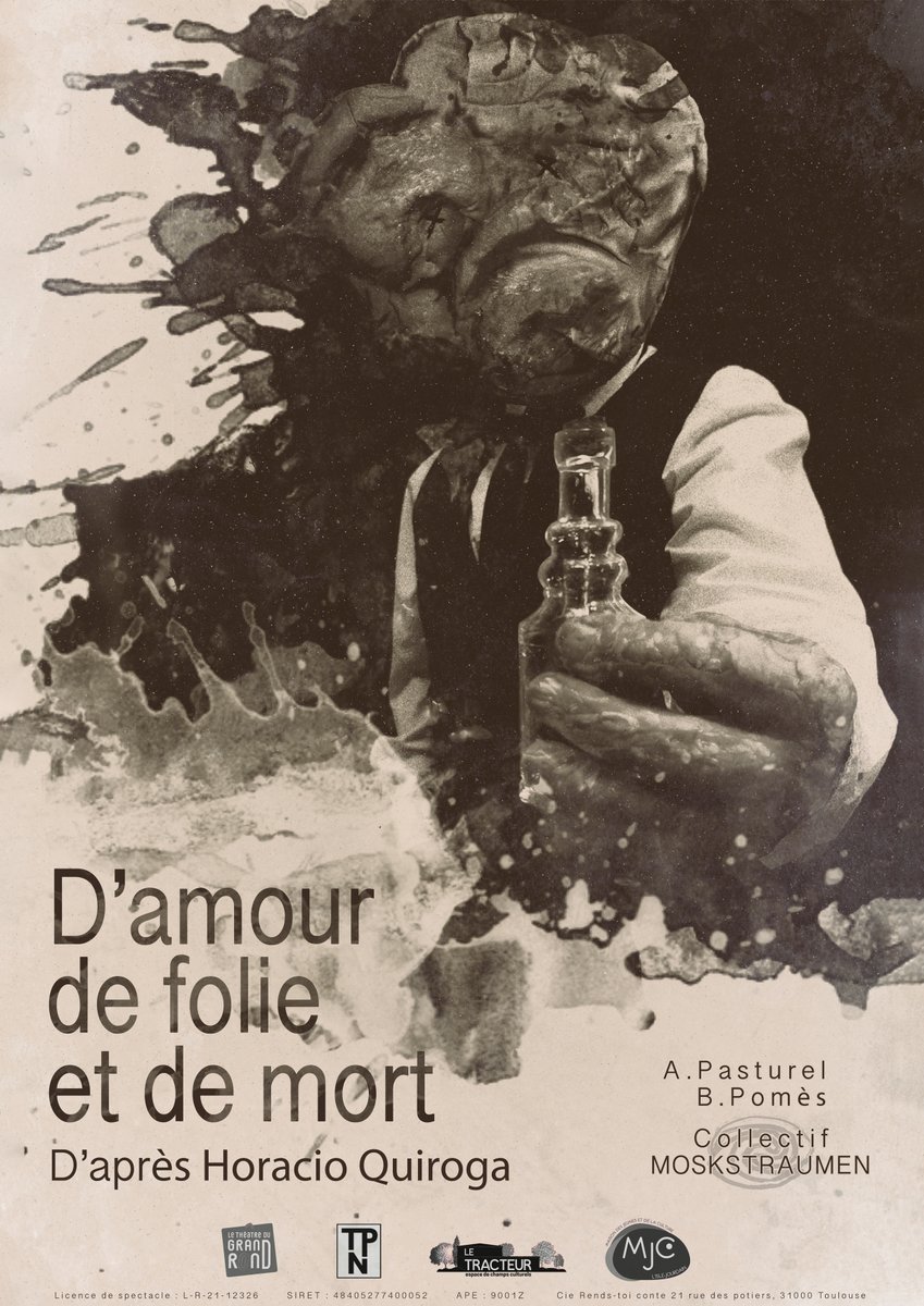 / Spectacle /
𝑫'𝒂𝒎𝒐𝒖𝒓, 𝒅𝒆 𝒇𝒐𝒍𝒊𝒆 𝒆𝒕 𝒅𝒆 𝒎𝒐𝒓𝒕 - Cie SNIKT
> Dim  17 nov à 16h - Médiathèque Cabanis

Contes tirés d'Horacio Quiroga, courant du réalisme magique de la littérature sud-américaine. Des histoires qui font peur !

Infos : urls.fr/KupJhN