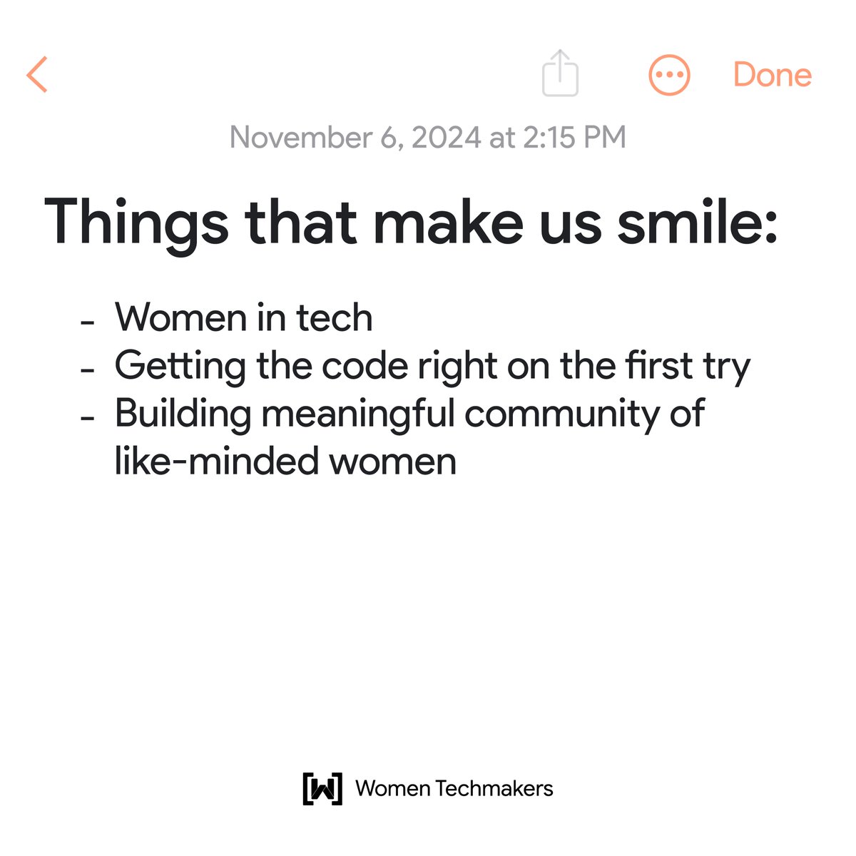 Thank you for making us smile each and every day.

#womenintech #techcommunity #WomenTechmakers