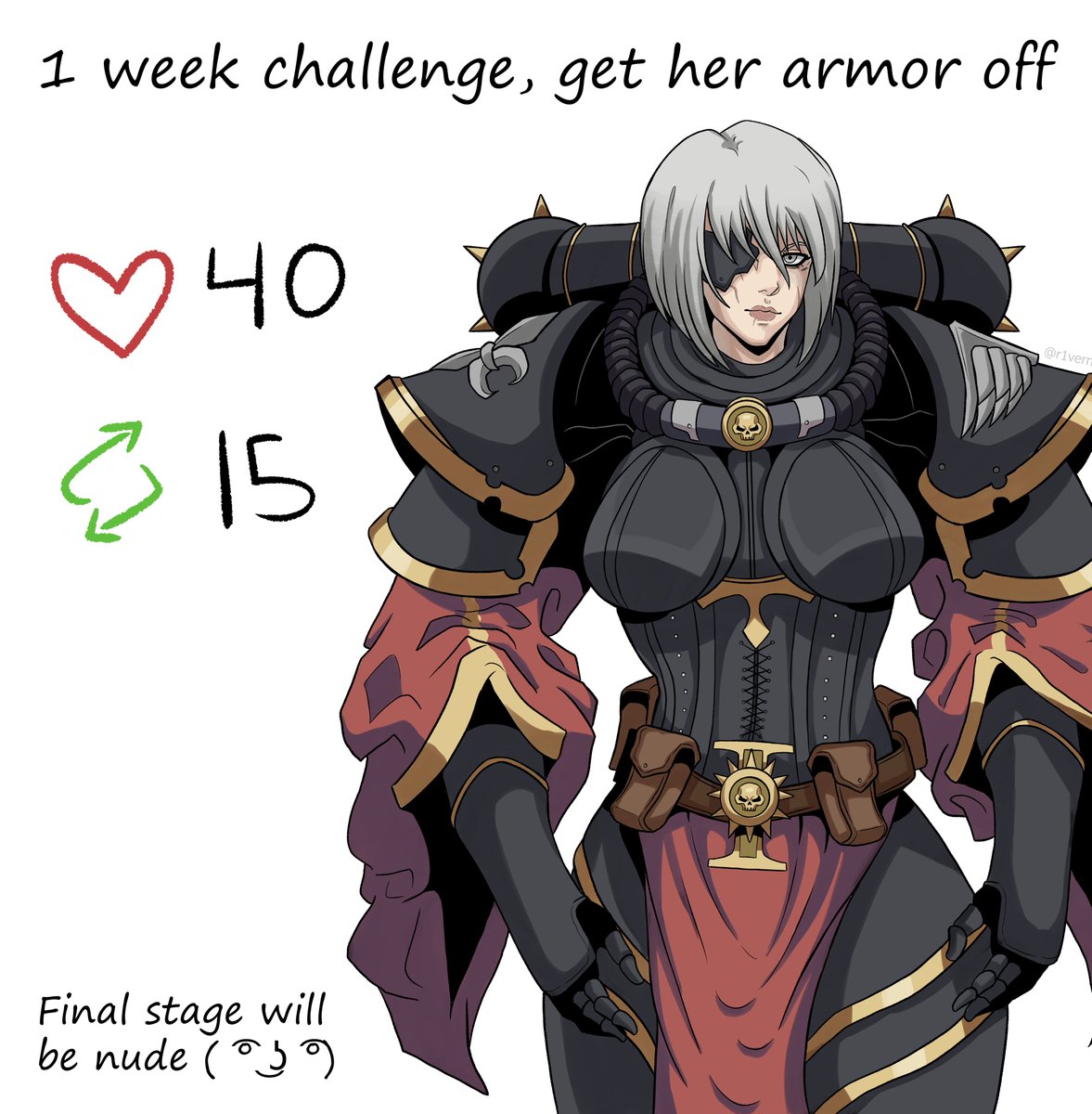 Let's play a game, help her get her armor off and see what's under it