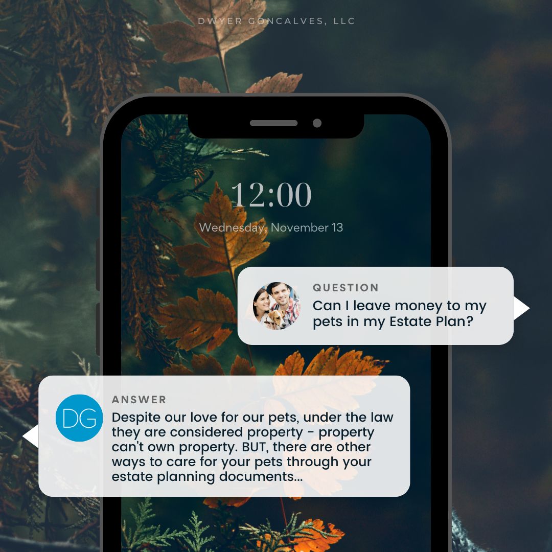 While pets can’t inherit directly, you can establish a pet trust or designate a caregiver in your estate plan. This ensures funds are set aside specifically for their care and that they’ll be looked after by someone you trust.

To learn more,  reach out! Contact info in bio.