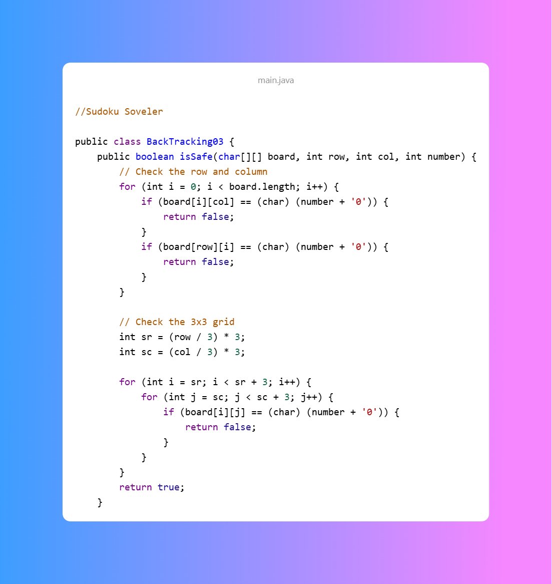 _Devang_r_'s tweet image. Java Backtracking Sudoku solve 
#Java #DSA #sudoku
